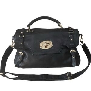 Danier Black Leather Satchel Purse Bag Crossbody Strap
